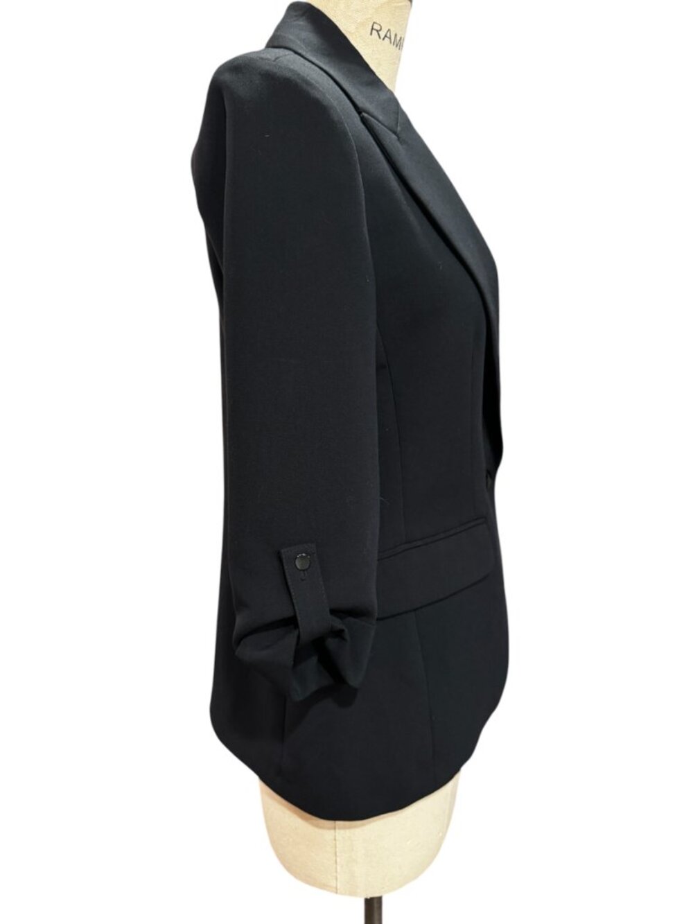 Maeve Anthropologie Black Blazer Roll Sleeve Size 2 Tailored Chic - Picture 6 of 8